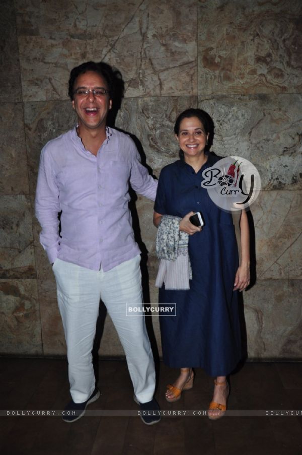 Vidhu Vinod Chopra wih wife at Special Screening of the film Revenant