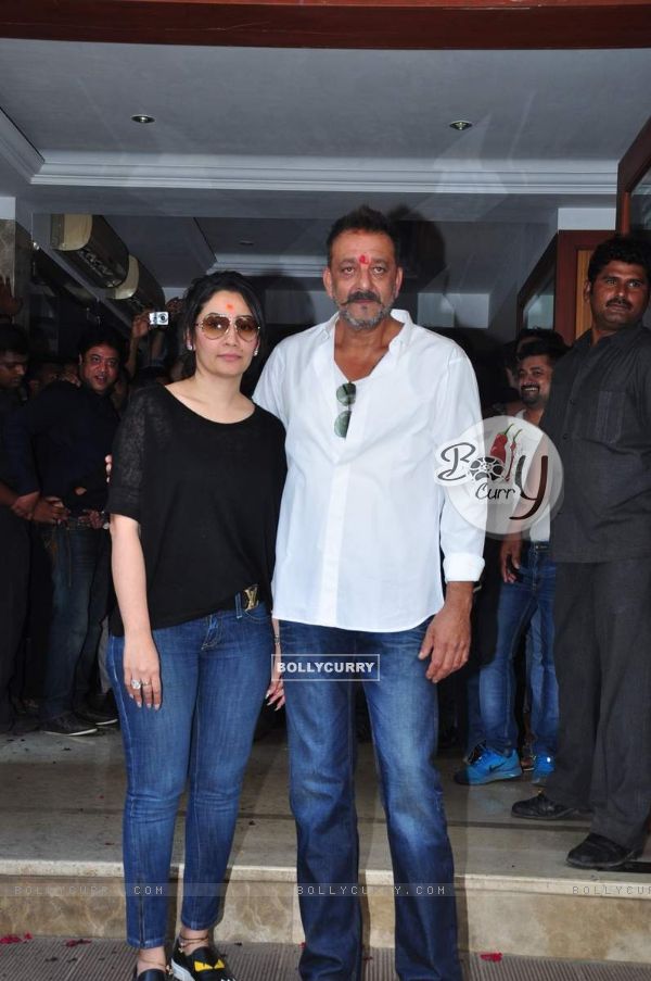 Sanjay Dutt at Home post release from Yerwada Jail