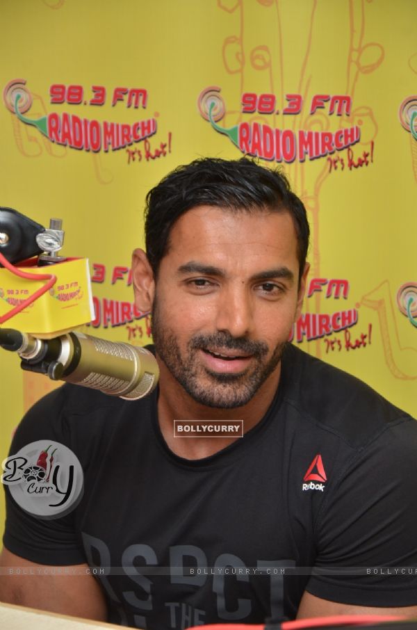 John Abraham Goes Live at Radio Mirchi for Promotions of 'Rocky Handsome'