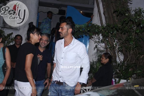 Arjun Rampal Snapped with Models from his Ramp days at Olive in Bandra