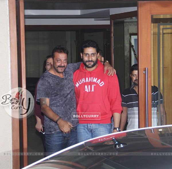 Abhishek Bachchan meets Sanjay Dutt at his Residence!