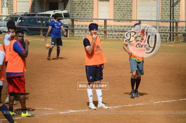 Snapped: Ranbir Kapoor and Dino Morea Practicing Soccer!
