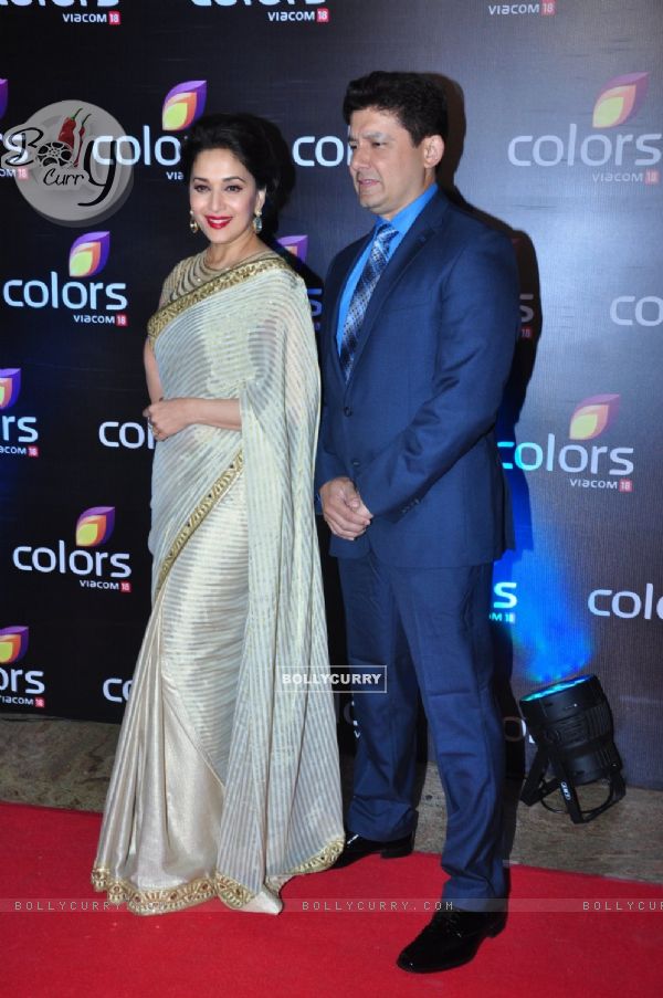 Madhuri Dixit Nene with Husband at Colors TV's Red Carpet Event