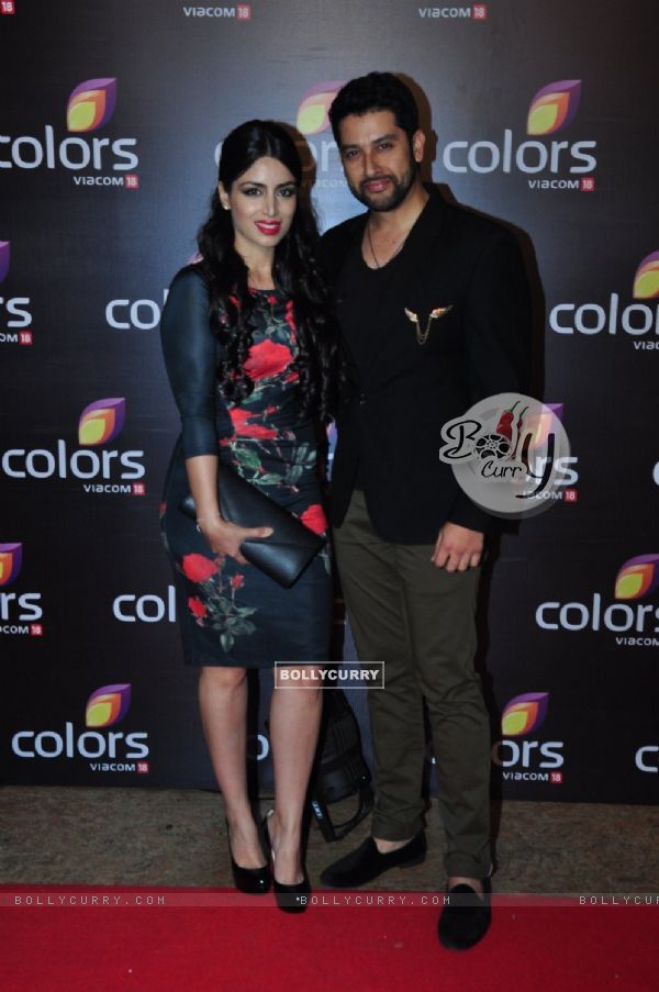 Aftab Shivdasani with Wife Nin Dusanj with at Colors TV's Red Carpet Event