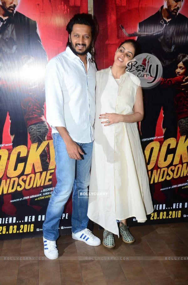 Riteish Deshmukh and Genelia Dsouza at Special Screening of Rocky Hansome (400917)