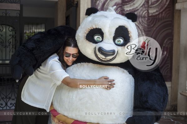 Neha Dhupia Hugs the fat and cute Kung Fu Panda's PO