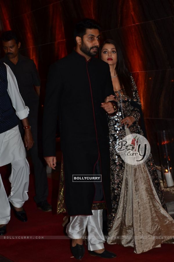 Aishwarya Rai Bachchan and Abhishek Bachchan at Karan - Bipasha's Star Studded Wedding Reception