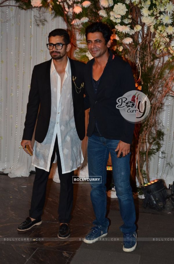 Vishal Singh and Sunil Grover at Karan - Bipasha's Star Studded Wedding Reception