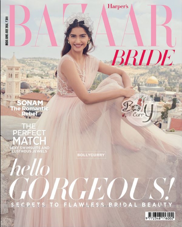 Sonam Kapoor on the cover of Harper's Bazaar Bride
