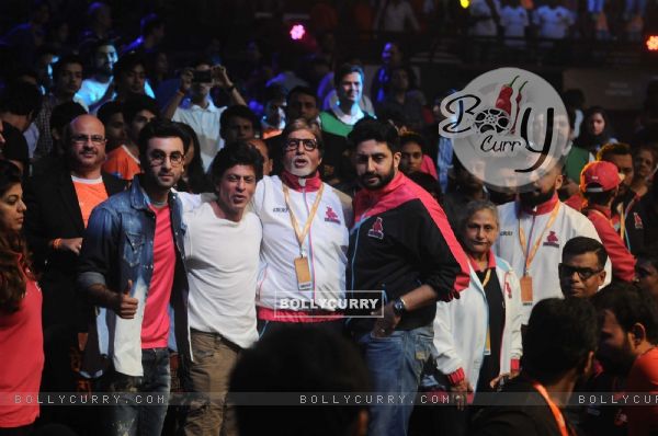 Shah Rukh Khan, Amitabh Bachchan & Abhishek Bachchan at Launch of Pro Kabaddi League-Season 4