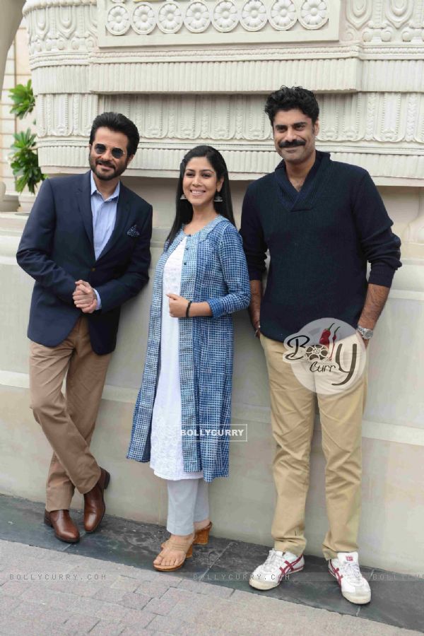 Anil Kapoor, Sikander Kher & Sakshi Tanwar poses for media at Promotions of '24 Season 2' Show