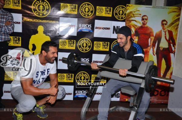 John Abraham and Varun Dhawan works-out for promotions of Dishoom!