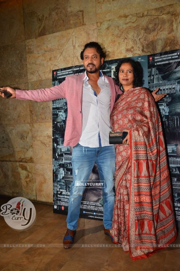 Actor Irrfan Khan with wife Sutapa Sikdar at the special screening of Madaari (413050)