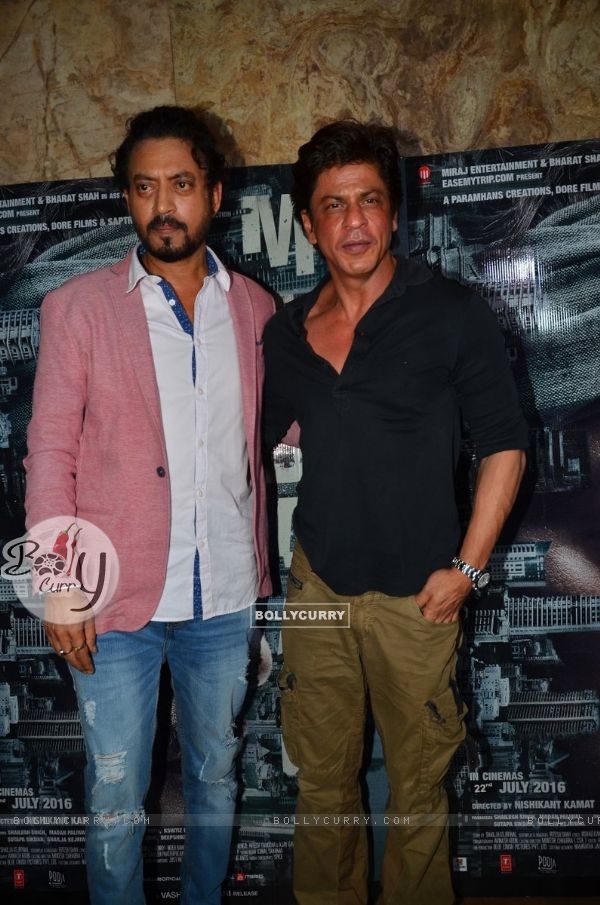 Irrfan Khan and Shah Rukh Khan at the special screening of Madaari