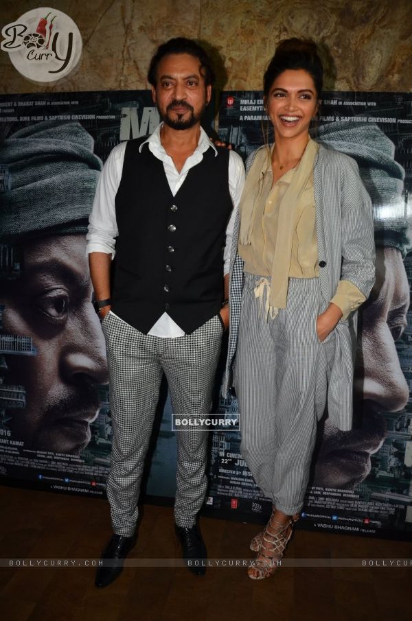 Actors Deepika Padukone and Irrfan Khan at the special screening of 'Madaari'