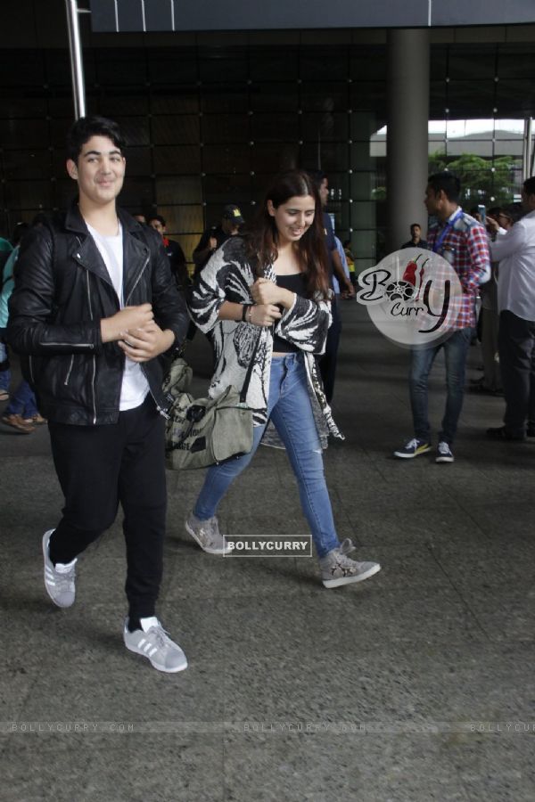 Aarav with his sister snapped at airport