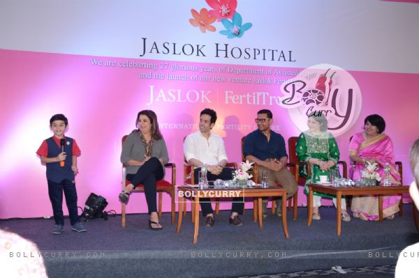 Farah Khan, Tusshar Kapoor and Aamir Khan at Jaslok Fertil Tree Launch Event
