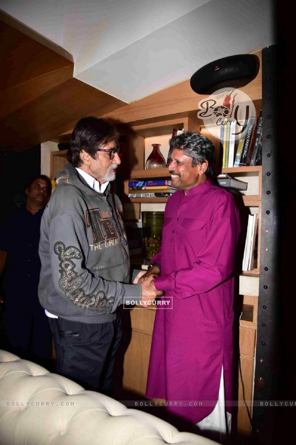 Amitabh Bachchan and Kapil Dev at Premiere of PINK in Delhi