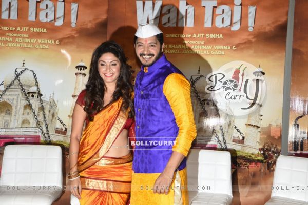 Manjari Fadnis and Shreyas Talpade at Trailer Launch of 'WAH TAJ'