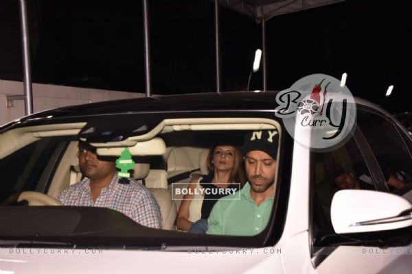 Hrithik Roshan with Suzanne Khan outside a theatre