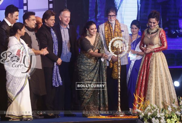 Big B, Shah Rukh & Kajol at an event