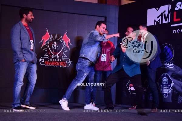Jacqueline, Tiger and Arbaaz at Fight League Press Meet