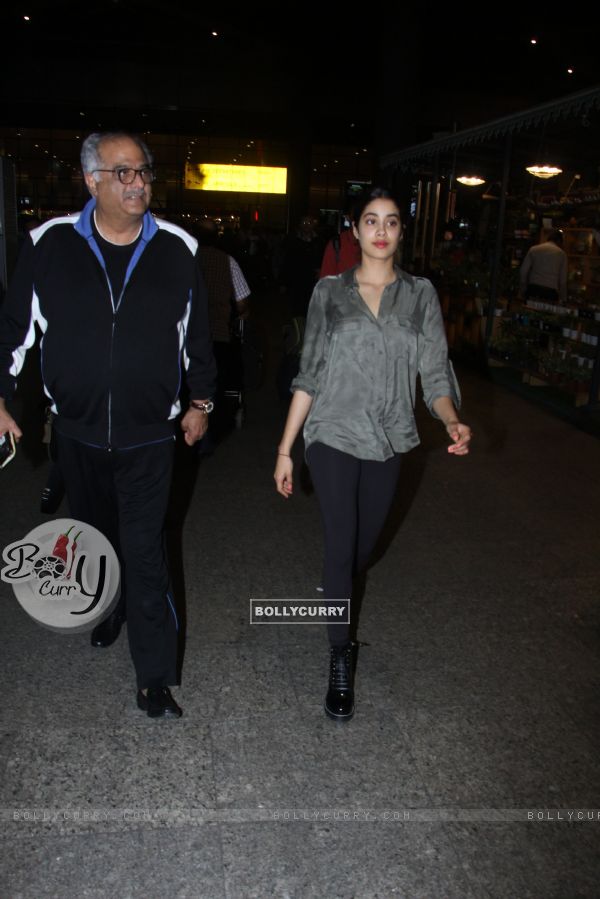 Janhvi Kapoor and Boney Kapoor spotted at the airport