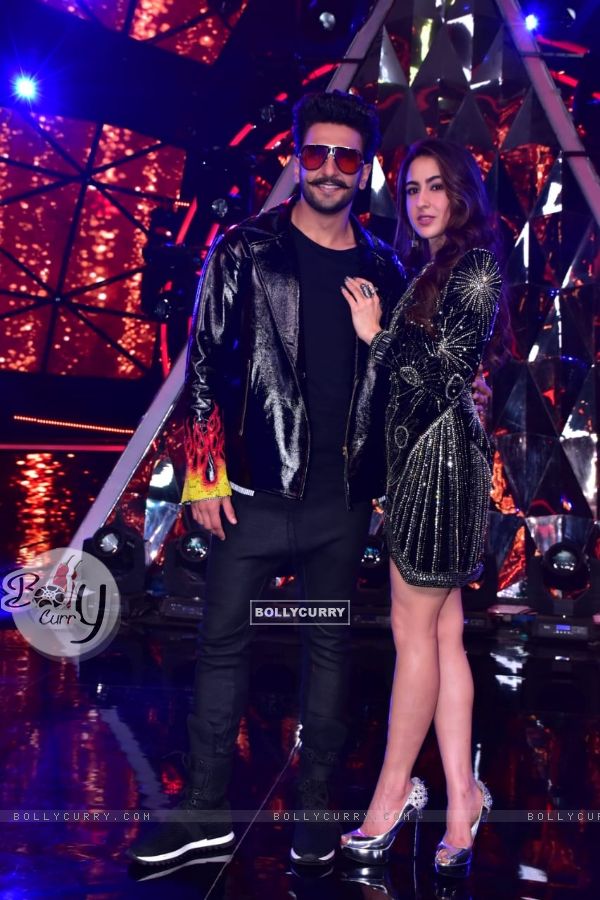 Ranveer Singh and Sara Ali Khan at the sets of Indian Idol