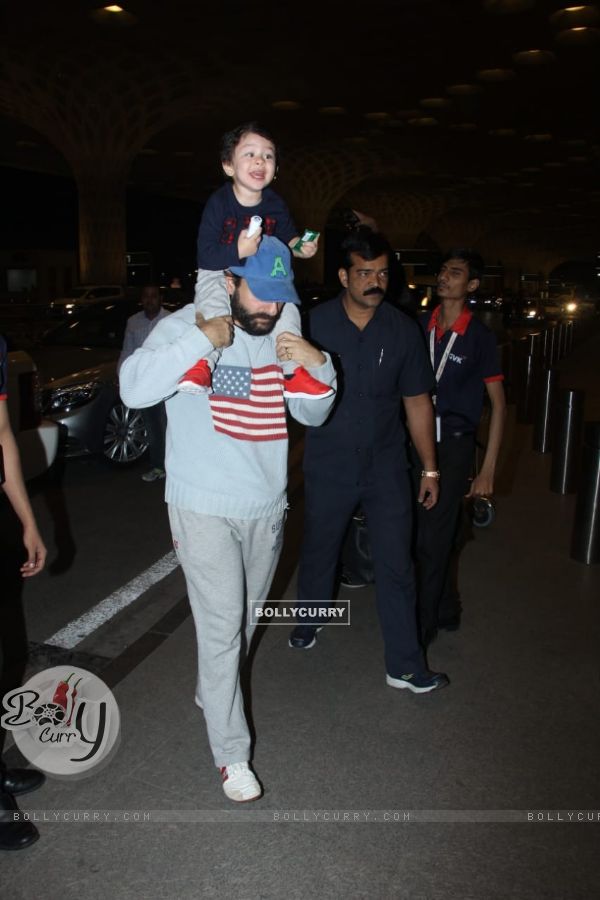 Saif Ali Khan and Taimur Ali Khan snapped at Mumbai Airport