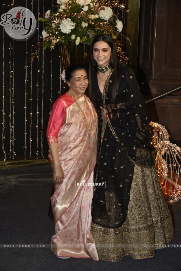 Deepika Padukone with Asha Bhosle at Priyanka Chopra and Nick Jonas Wedding Reception, Mumbai
