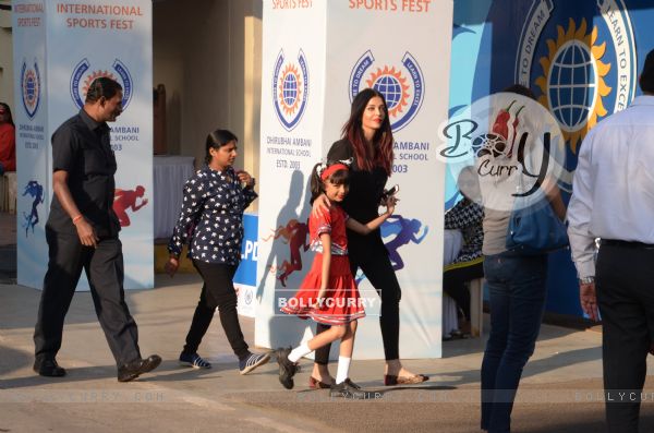 Aishwarya Rai Bachchan snapped with Aaradhya Bachchan at Ambani School