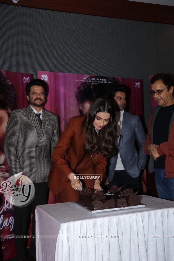 Anil Kapoor with Sonam Kapoor and Rajkummar Rao celebrates his birthday at trailer launch