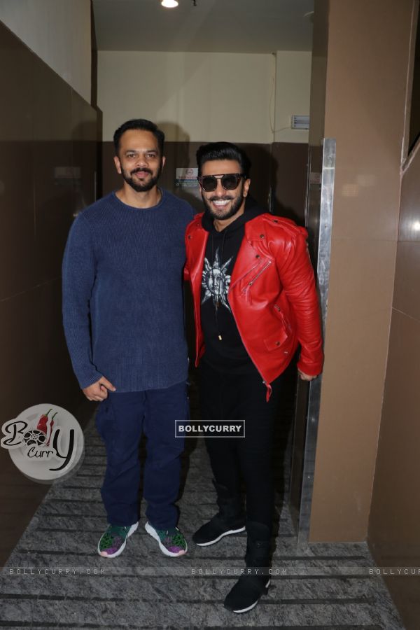 Ranveer Singh and Rohit Shetty snapped during screenings of Simmba at Juhu PVR