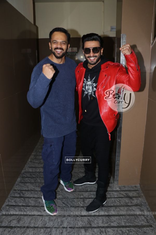 Ranveer Singh and Rohit Shetty snapped during screenings of Simmba at Juhu PVR