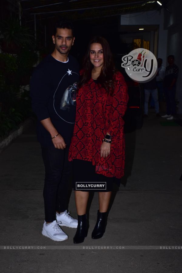 Angad Bedi with wife Neha Dhupia snapped during the screening of 'URI' (443235)