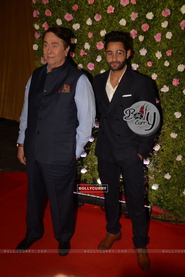 Randhir Kapoor and Armaan Jain at Amit Thackeray's reception