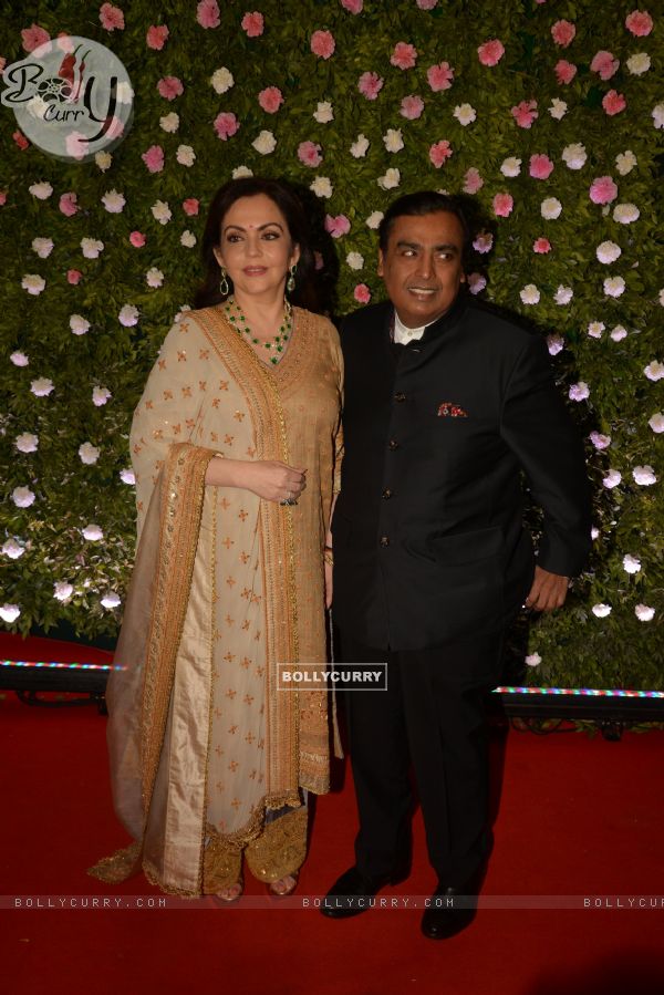 Mukesh Ambani and Nita Ambani at Amit Thackeray's reception