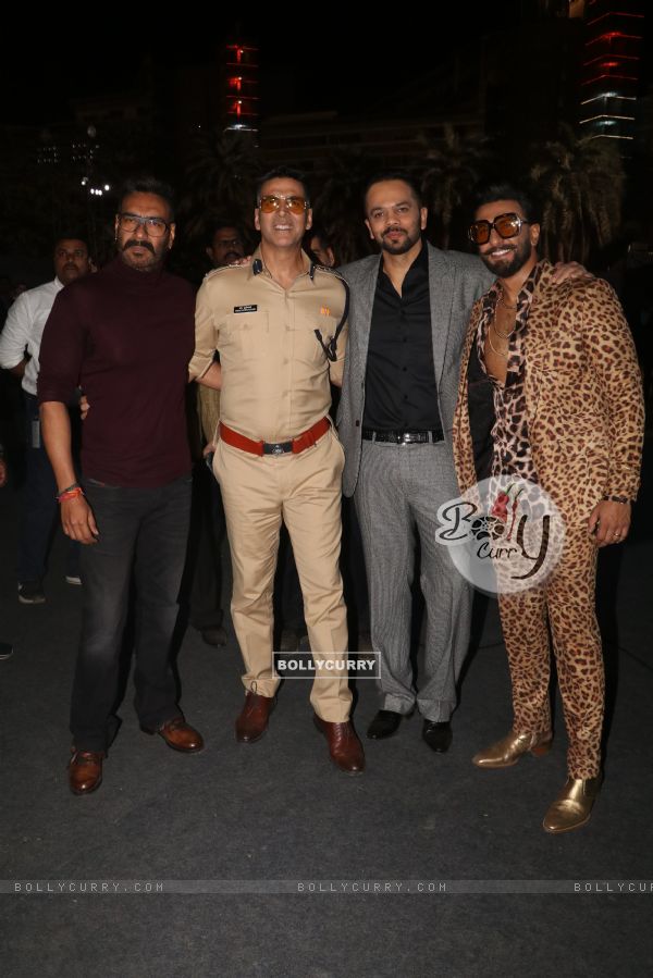 Ajay Devgn, Akshay Kumar, Rohit Shetty and Ranveer Singh at Umang Event