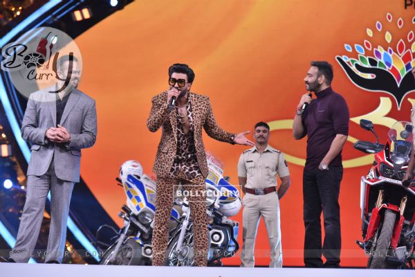 Rohit Shetty, Ranveer Singh and Ajay Devgn at Umang Event
