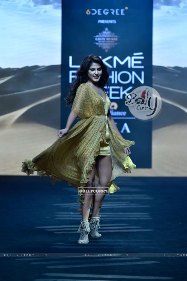 Rhea Chakraborty walks the ramp for fashion designers at 'Lakme Fashion Week'