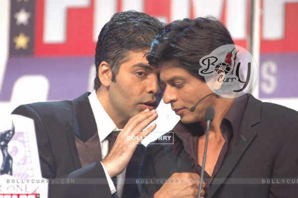 Karan Johar and Shah Rukh Khan at the Filmfare awards function
