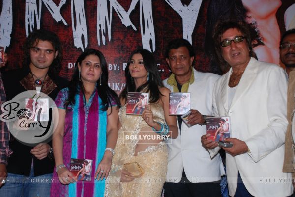 Shakti Kapoor, Mithun Chakraborty, Mimoh Chakraborty at Music launch of the movie Jimmy