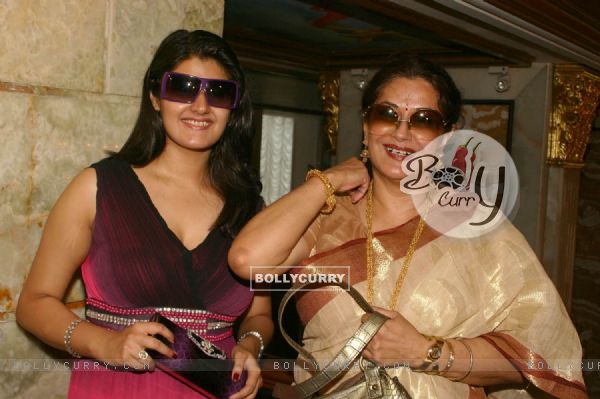 Bollywood actress Moushmi Chatterjee with her daughter Meghaa at the music launch for the film "Ruslaan", in New Delhi on Tuesday