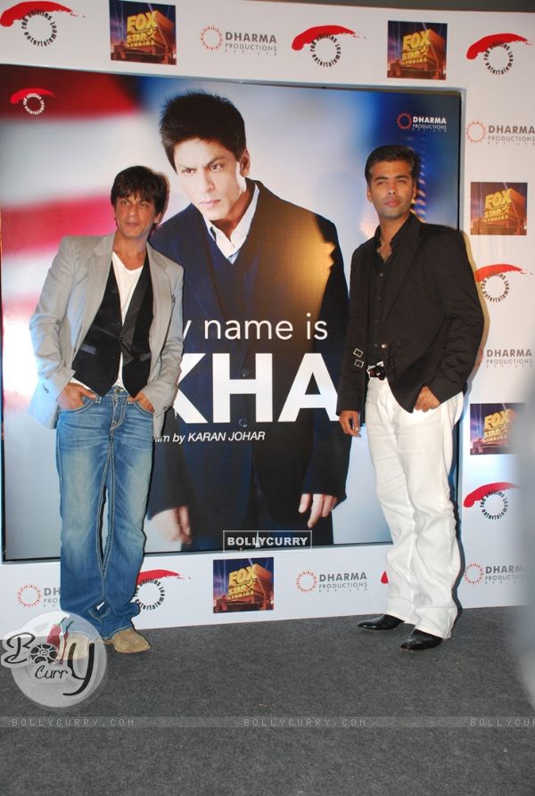 Bollywood actors Shah Rukh Khan and directed Karan Johar at "My Name is Khan" Press Meet, in Mumbai (78515)