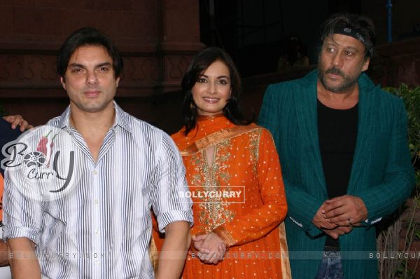 Sohail Khan, Dia Mirza and Jacky Shroff at a press-meet for the Film "Kissan" in New Delhi on Wednesday