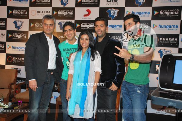 Ranbir Kapoor, Konkona Sen and Karan Johar at Wake Up Sid press meet