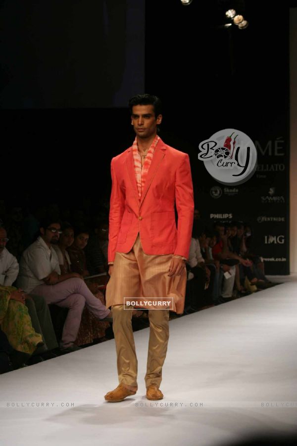 Model on the ramp for Designer Rohit and Abhishek at Lakme Fashion Week for spring/summer 2010
