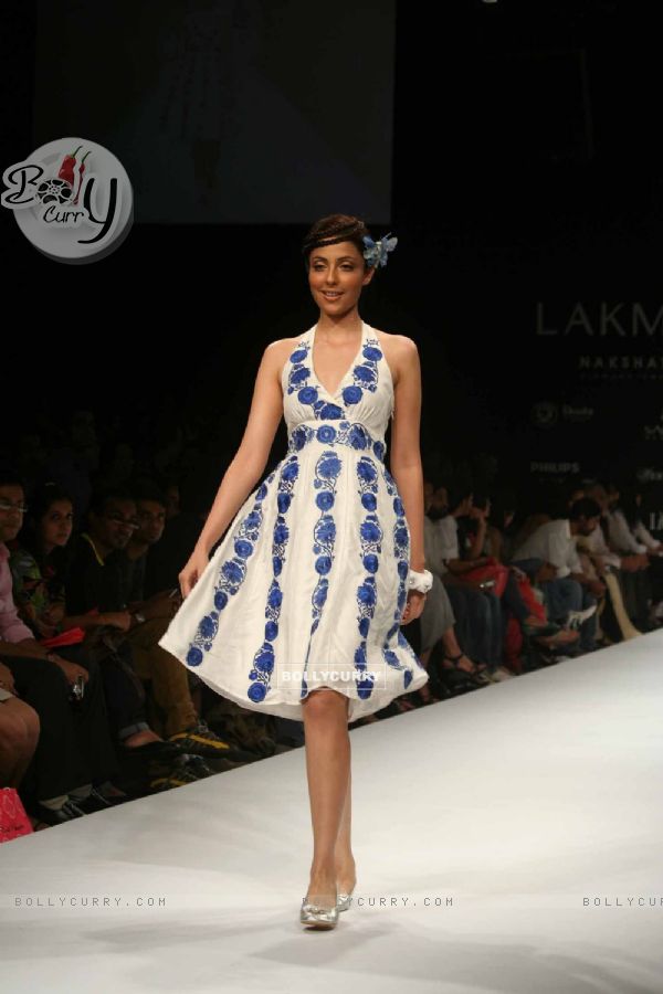 A model walks the runway at Preeti Chandra show at the Lakme Fashion Week Spring/Summer 2010 Day 5, in Mumbai