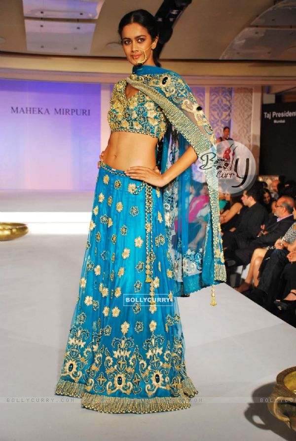 Model walks the ramp for designer Maheka Mirpuri at Taj President in Mumbai
