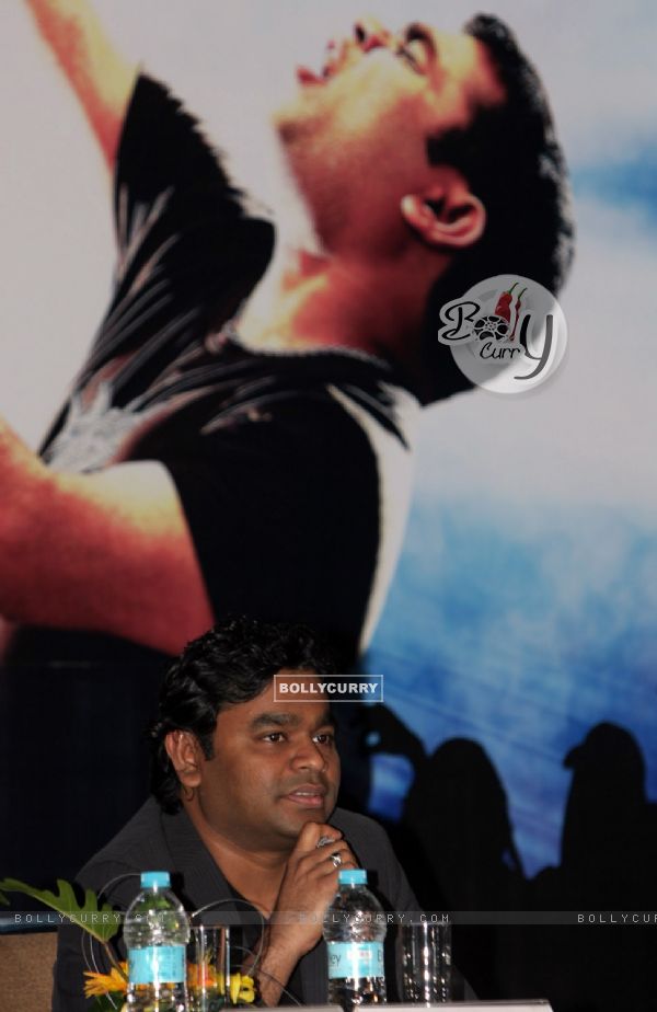 AR Rahman shares a charity stage in Kolkata on 14th Oct 09 he is at a press conferance on 13oct